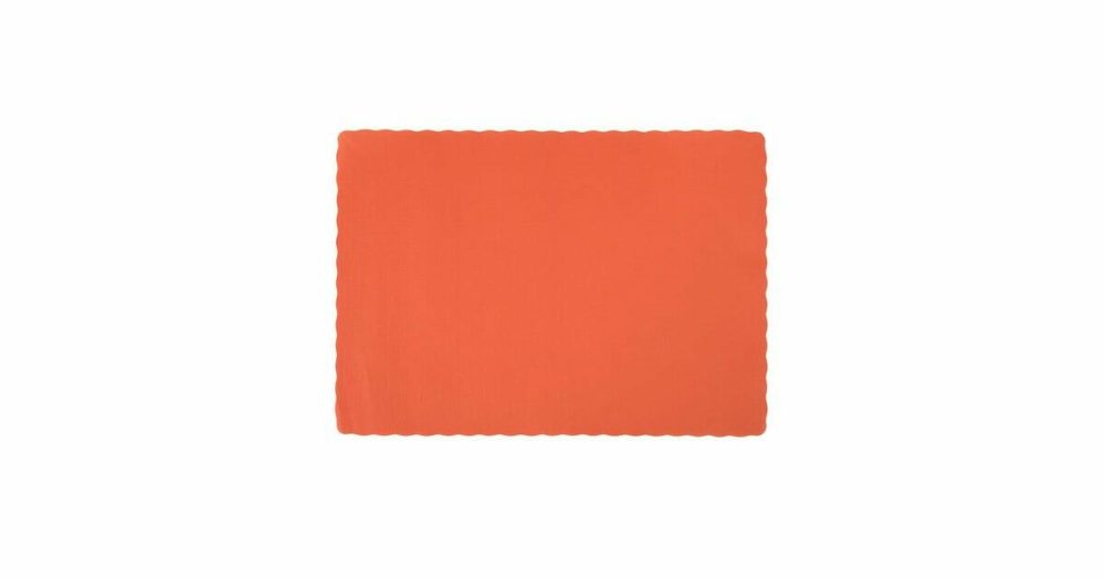 Disposable Placemats |  310555 10" X 14" Bittersweet Orange Colored Paper Placemat With Scalloped Edge – 1000/Case