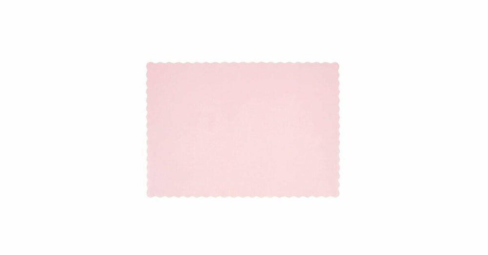 Disposable Placemats |  310558 10" X 14" Pink Colored Paper Placemat With Scalloped Edge – 1000/Case