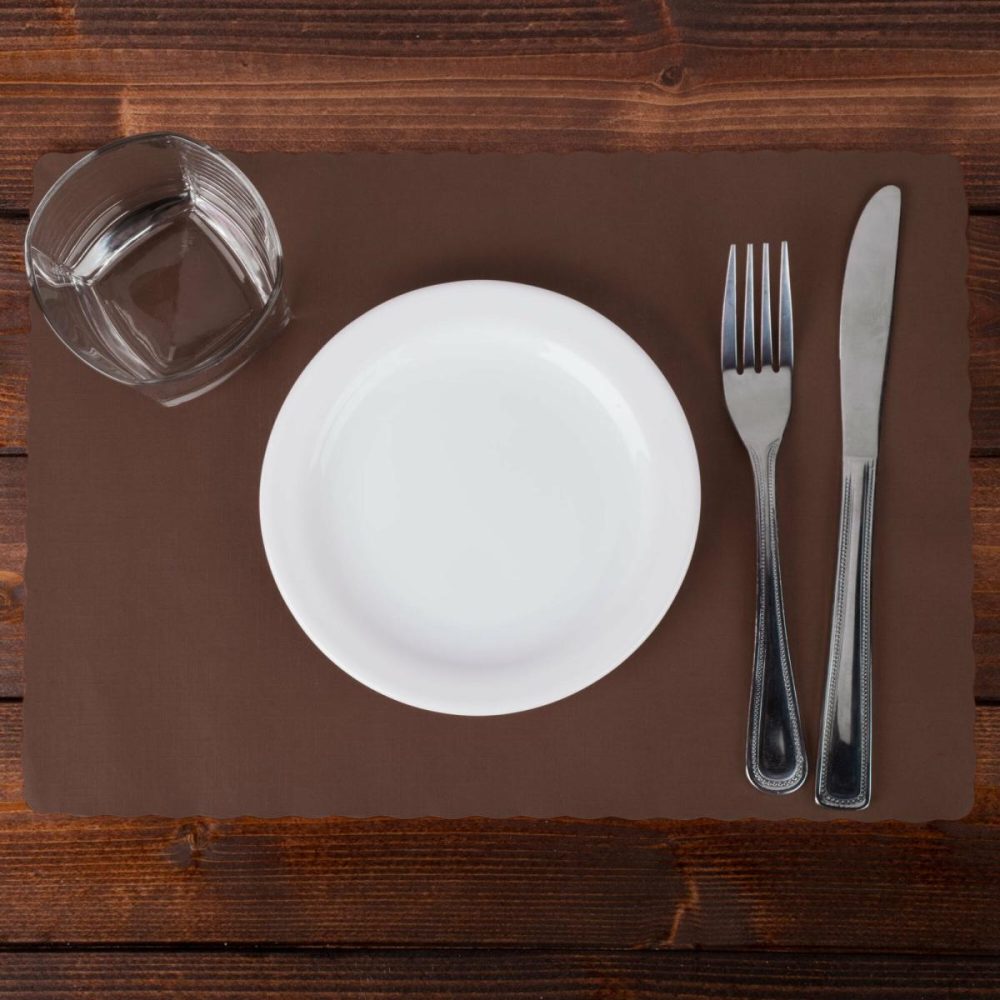 Disposable Placemats |  310561 10" X 14" Chocolate Brown Colored Paper Placemat With Scalloped Edge – 1000/Case