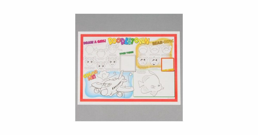 Disposable Placemats |  310692 10" X 14" Doodletown Fun Double Sided Interactive Placemat – 1000/Case