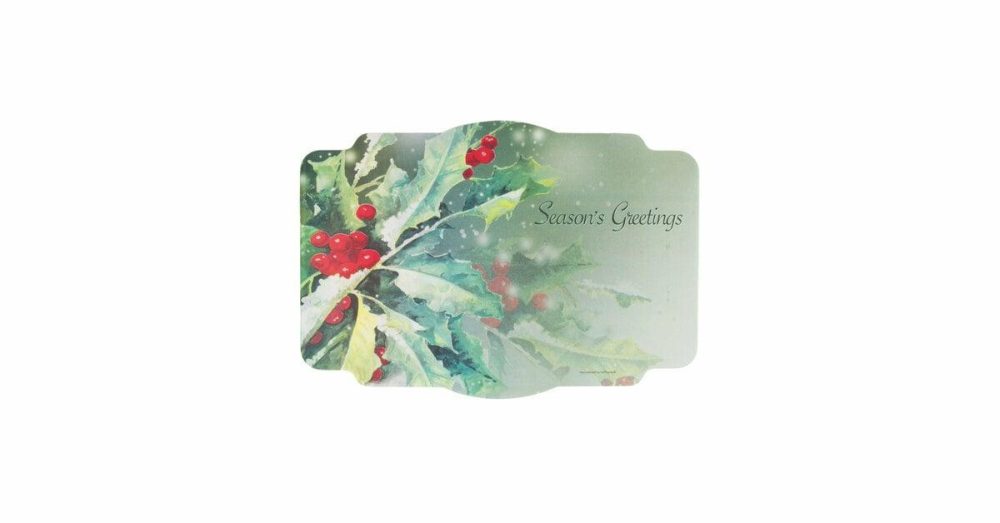 Disposable Placemats |  311120 10" X 14" Holly Greetings Paper Placemat – 1000/Case