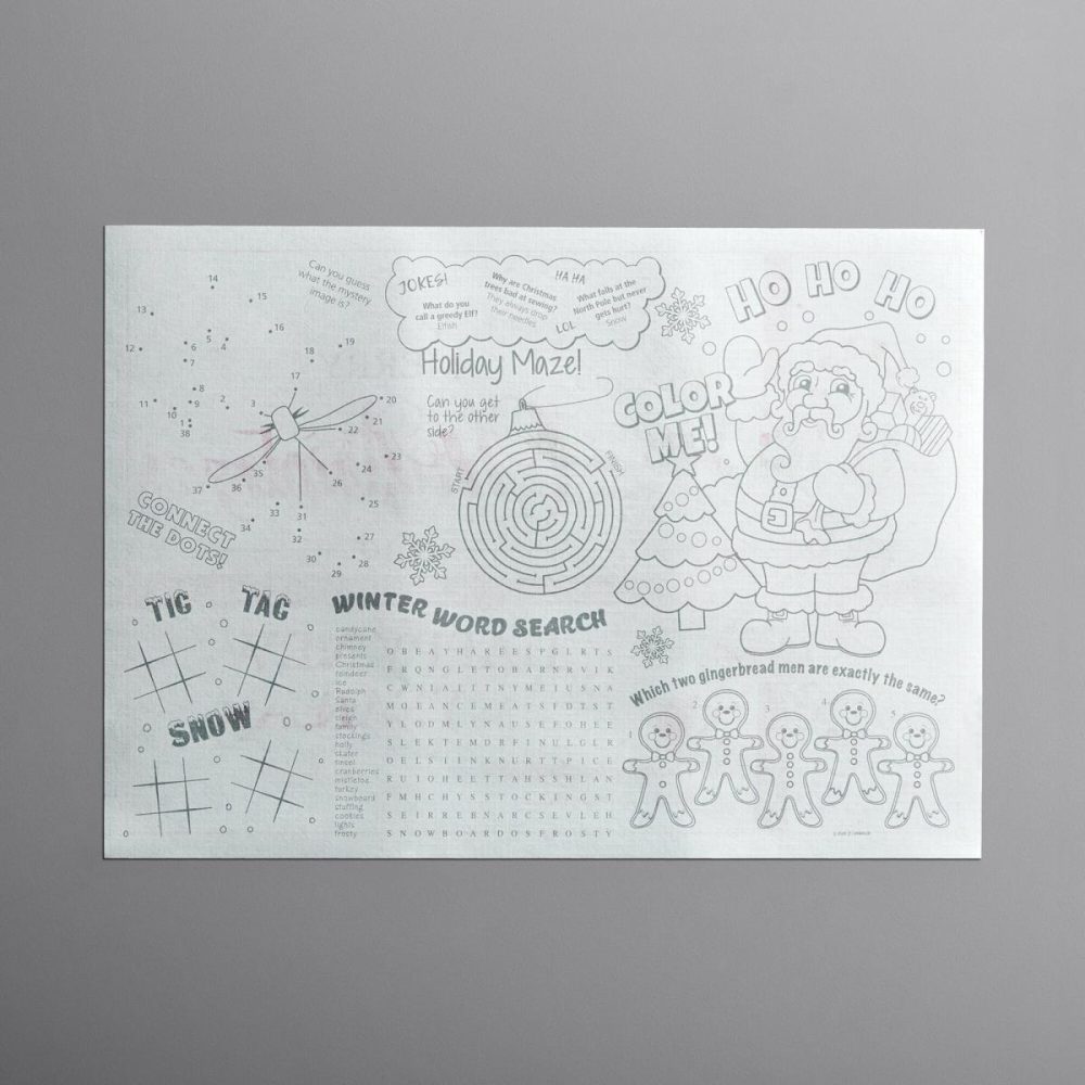 Disposable Placemats |  311143 10" X 14" Holiday Ornaments Gift Certificate Placemat – 1000/Case