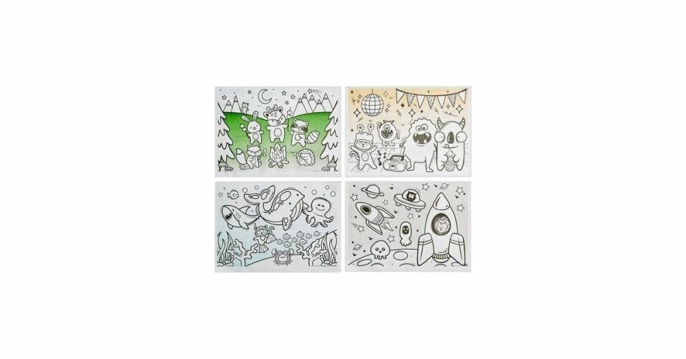 Disposable Placemats |  326191 10" X 14" Kids Color Me Double Sided Interactive Placemat Combo Pack – 1000/Case