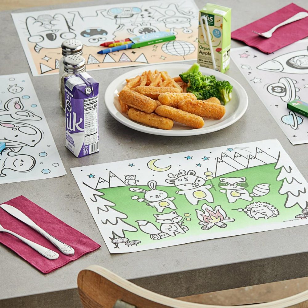 Disposable Placemats |  326191 10" X 14" Kids Color Me Double Sided Interactive Placemat Combo Pack – 1000/Case