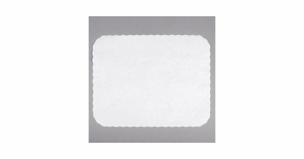 Disposable Placemats |  410211 13" X 17" White Embossed Traymat With Scalloped Edge – 1000/Case