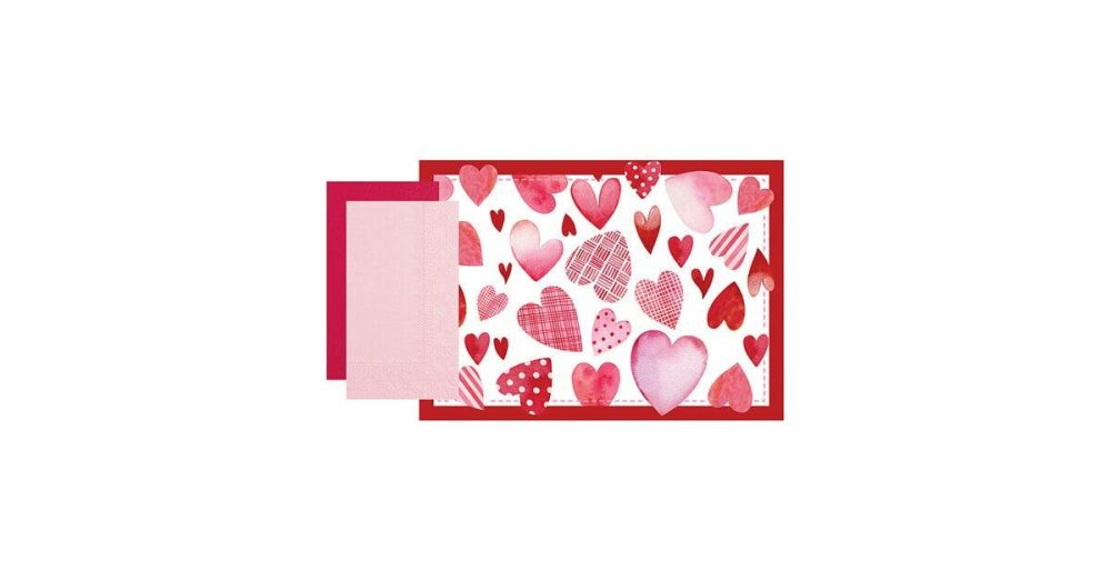 Disposable Placemats |  856781 10" X 14" Valentine’s Day Placemat Combo Pack – 250/Case