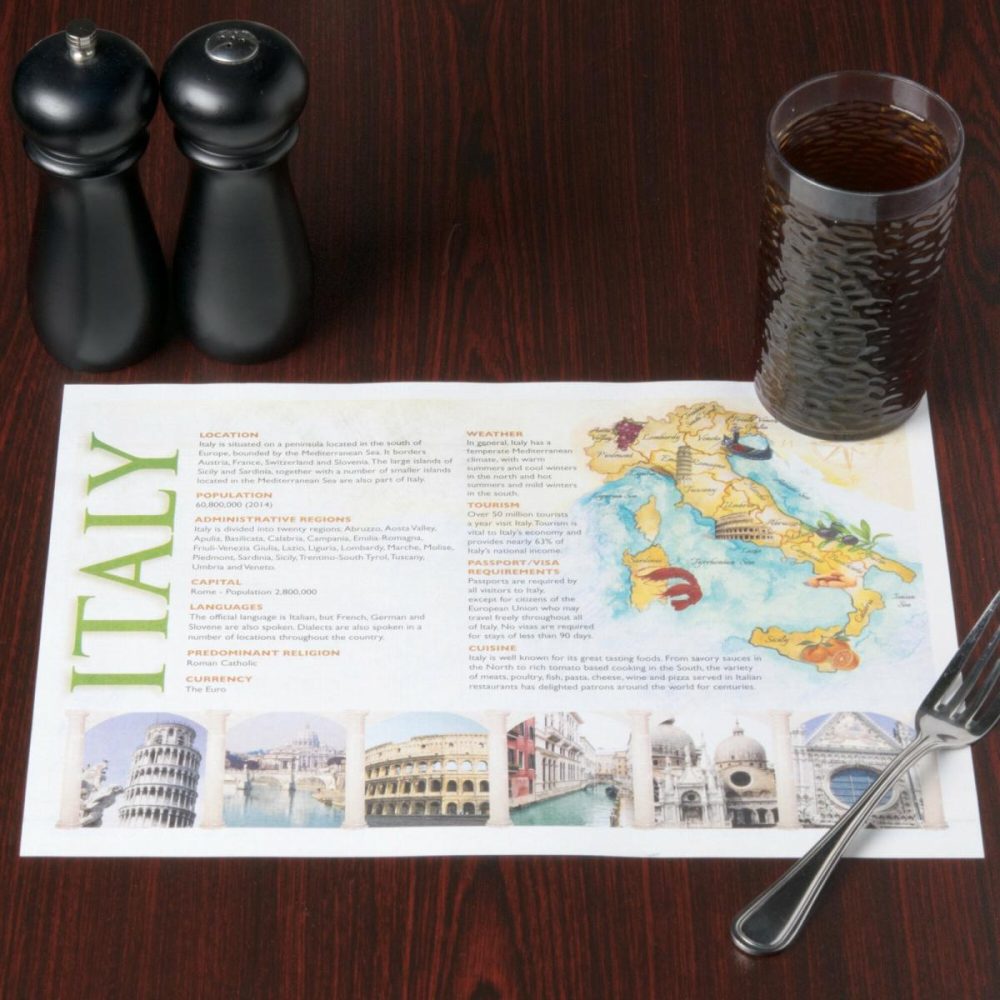 Disposable Placemats |  Pp112 10" X 14" Italia Paper Placemat – 1000/Case