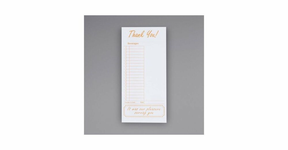 Guest Checks |  1 Part Green And White Guest Check With Beverage Lines And Bottom Guest Receipt – 10/Pack