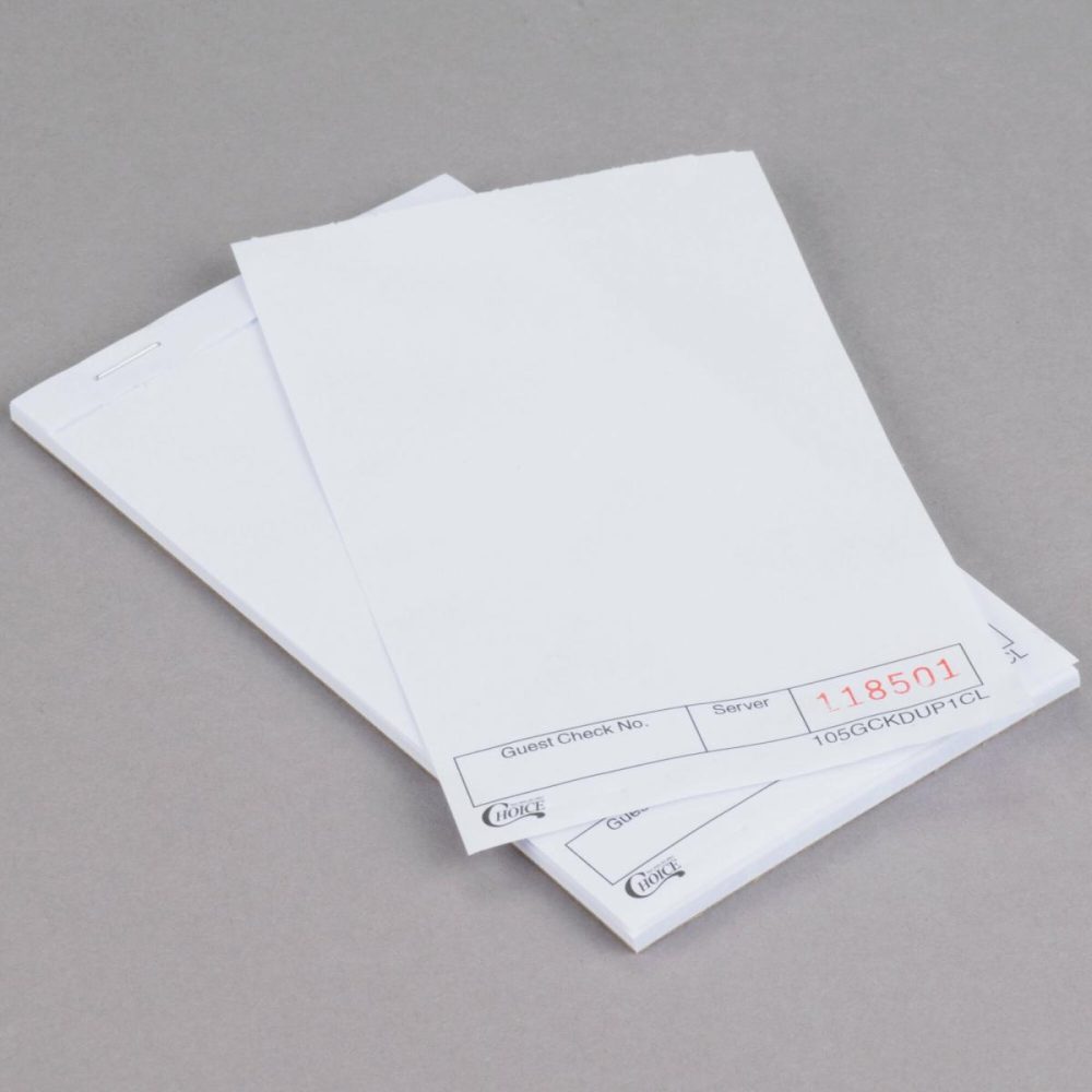 Guest Checks |  1 Part Tan And White Guest Check With Note Space, Beverage Lines, And Bottom Guest Receipt – 500/Pack