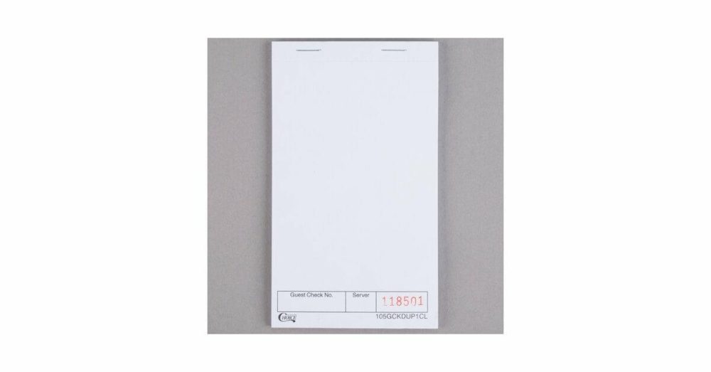 Guest Checks |  1 Part White Blank Guest Check With Carbon Sheet – 10/Pack