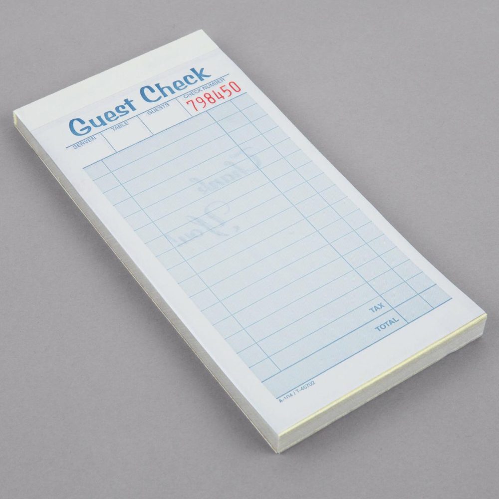 Guest Checks |  10450Sw 2-Part White / Canary Carbonless Guest Check Book – 10/Pack