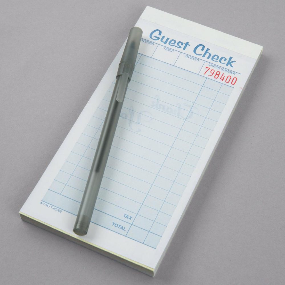 Guest Checks |  10450Sw 2-Part White / Canary Carbonless Guest Check Book – 10/Pack