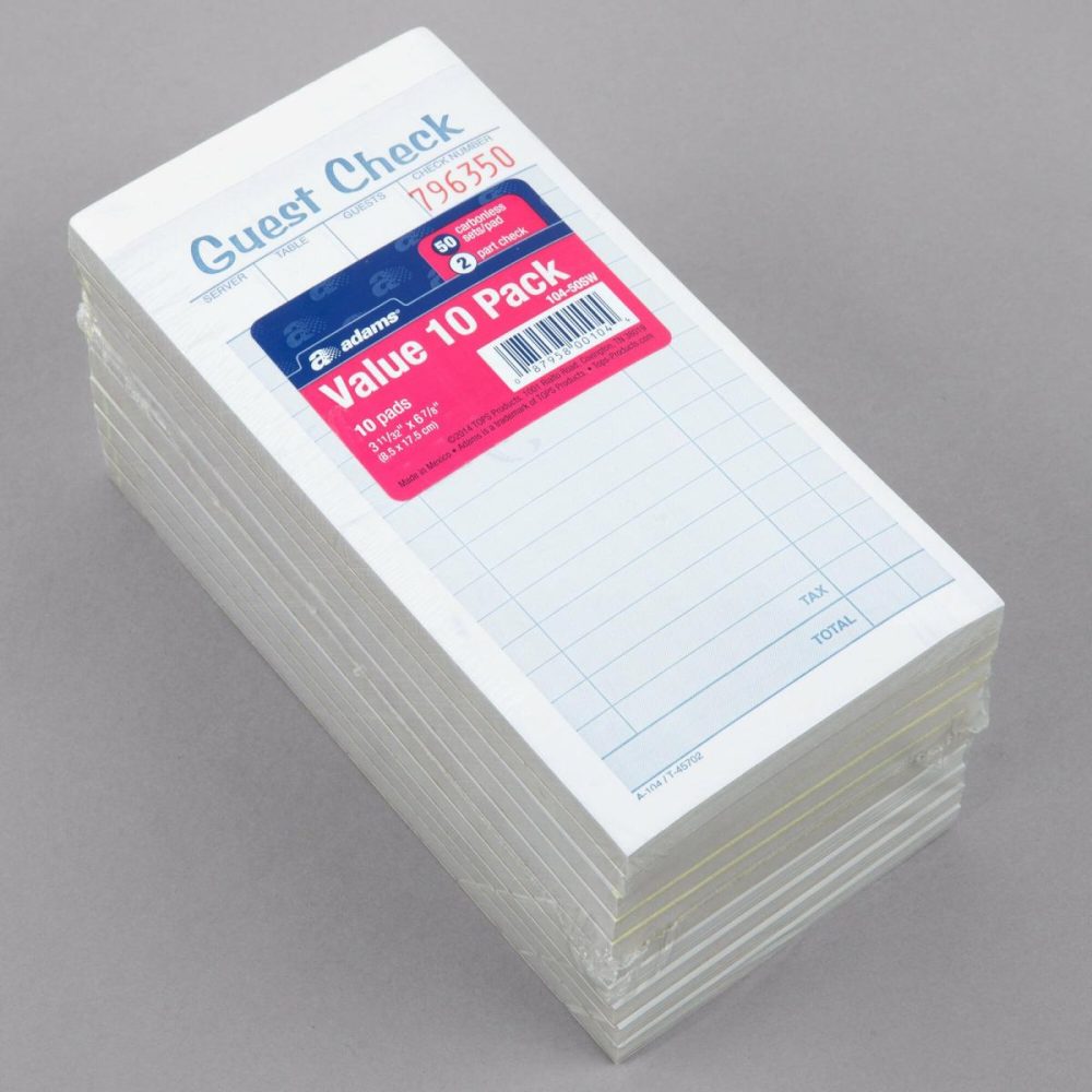 Guest Checks |  10450Sw 2-Part White / Canary Carbonless Guest Check Book – 10/Pack