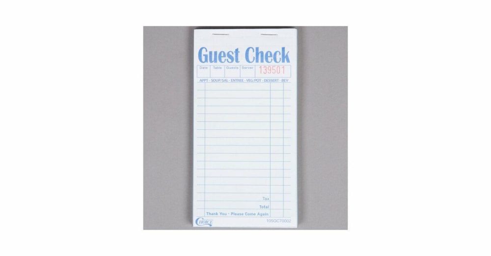 Guest Checks |  2 Part Green And White Carbon Guest Check – 50/Case