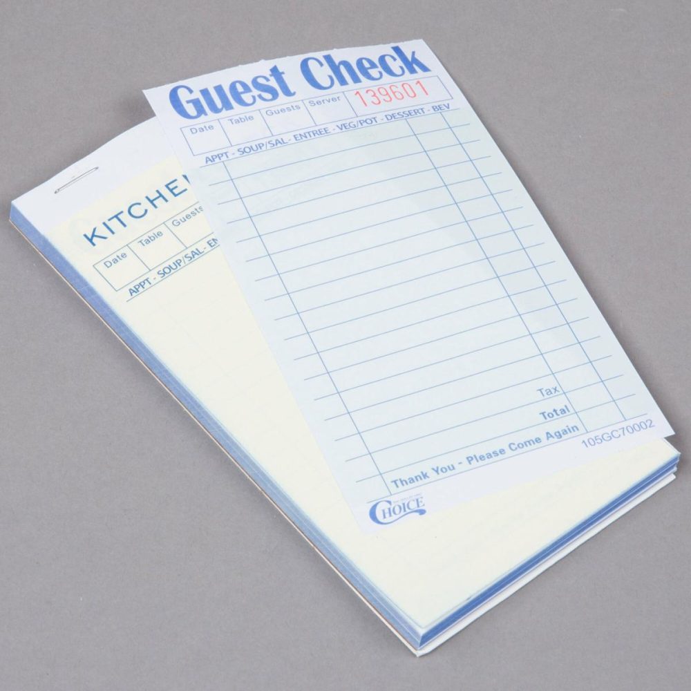 Guest Checks |  2 Part Green And White Carbon Guest Check – 50/Case