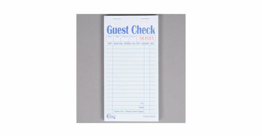 Guest Checks |  2 Part Green And White Carbonless Guest Check Book – 50/Case