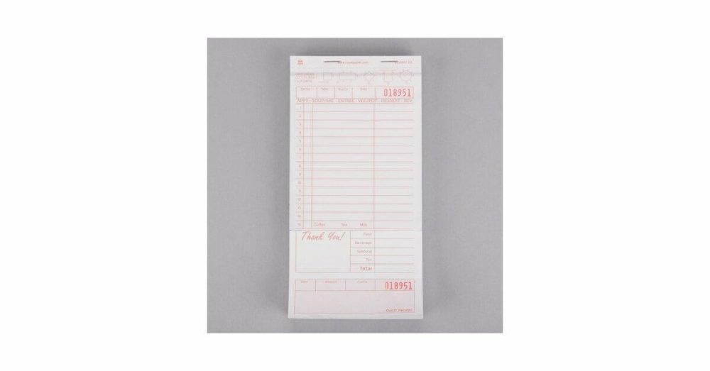 Guest Checks |  2 Part Tan And White Carbonless Guest Check With Bottom Guest Receipt   – 5/Pack