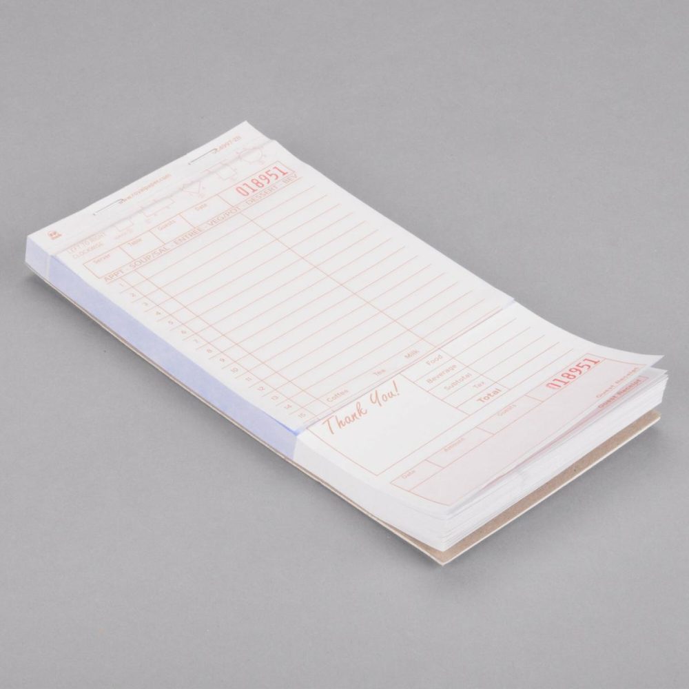 Guest Checks |  2 Part Tan And White Carbonless Guest Check With Bottom Guest Receipt   – 5/Pack