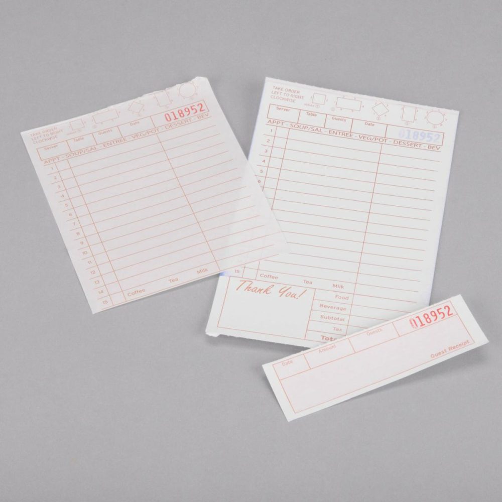 Guest Checks |  2 Part Tan And White Carbonless Guest Check With Bottom Guest Receipt   – 5/Pack