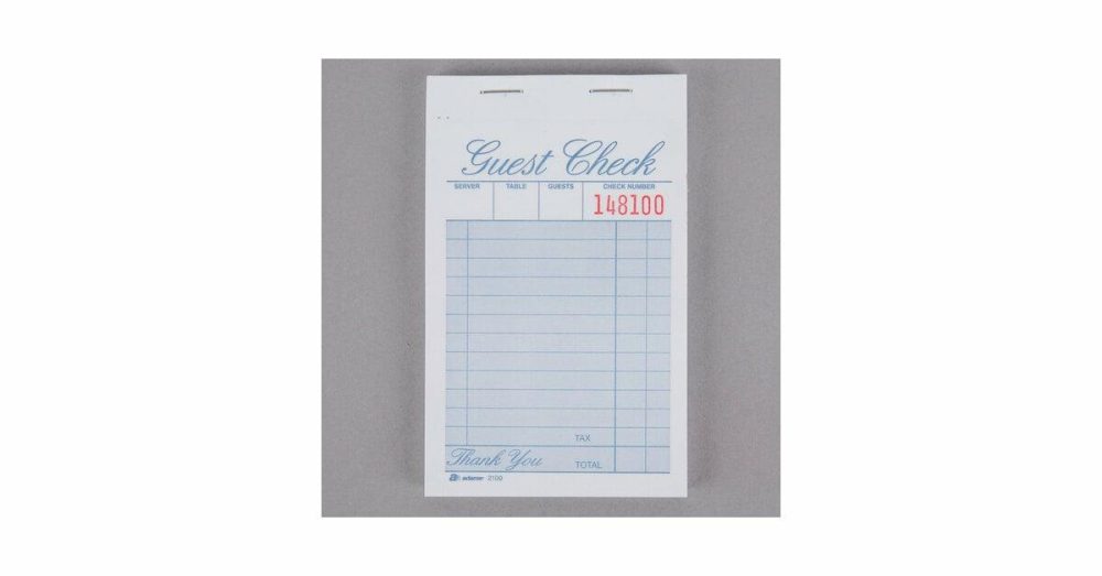 Guest Checks |  2100-12 1-Part White / Blue Guest Check Book – 12/Pack