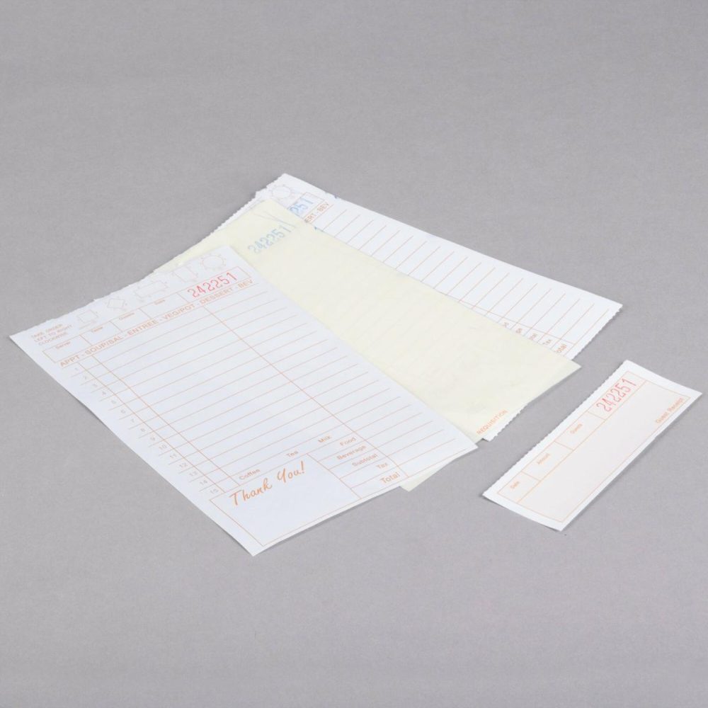 Guest Checks |  3 Part Tan And White Carbonless Guest Check With Beverage Lines And Bottom Guest Receipt – 2000/Case