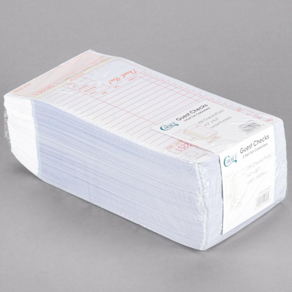 Guest Checks |  3 Part Tan And White Carbonless Guest Check With Beverage Lines And Bottom Guest Receipt – 250/Pack