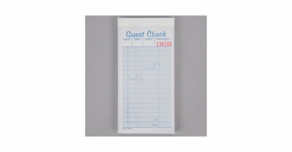 Guest Checks |  45702 2-Part White / Yellow Carbonless Guest Check Book – 10/Pack