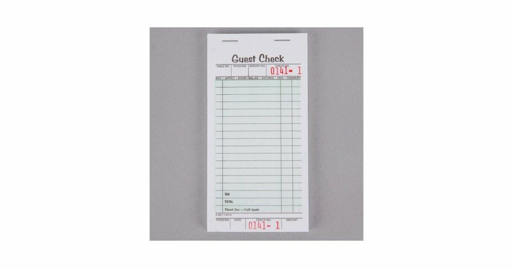 Guest Checks |  525Sw 1-Part White / Green Guest Check Book With Receipt Stub – 10/Pack