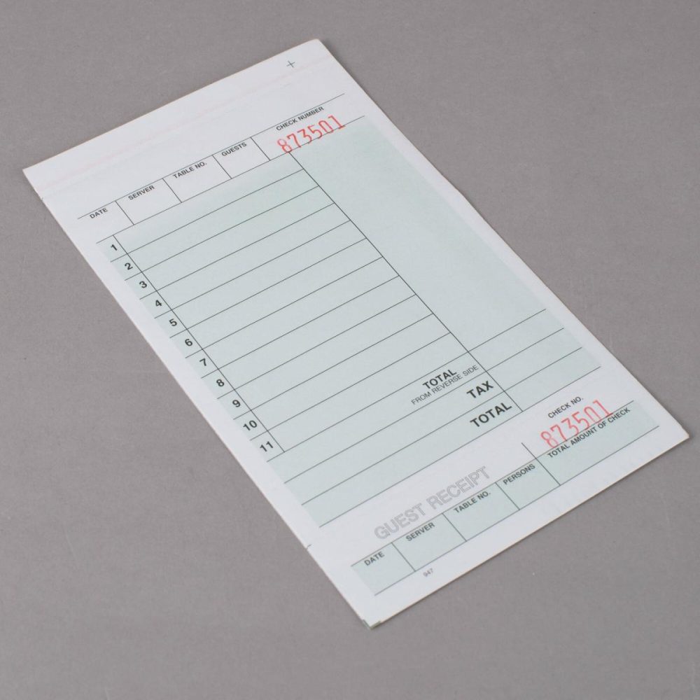 Guest Checks |  947Swc 2-Part White Carbonless Guest Check Set – 250/Pack