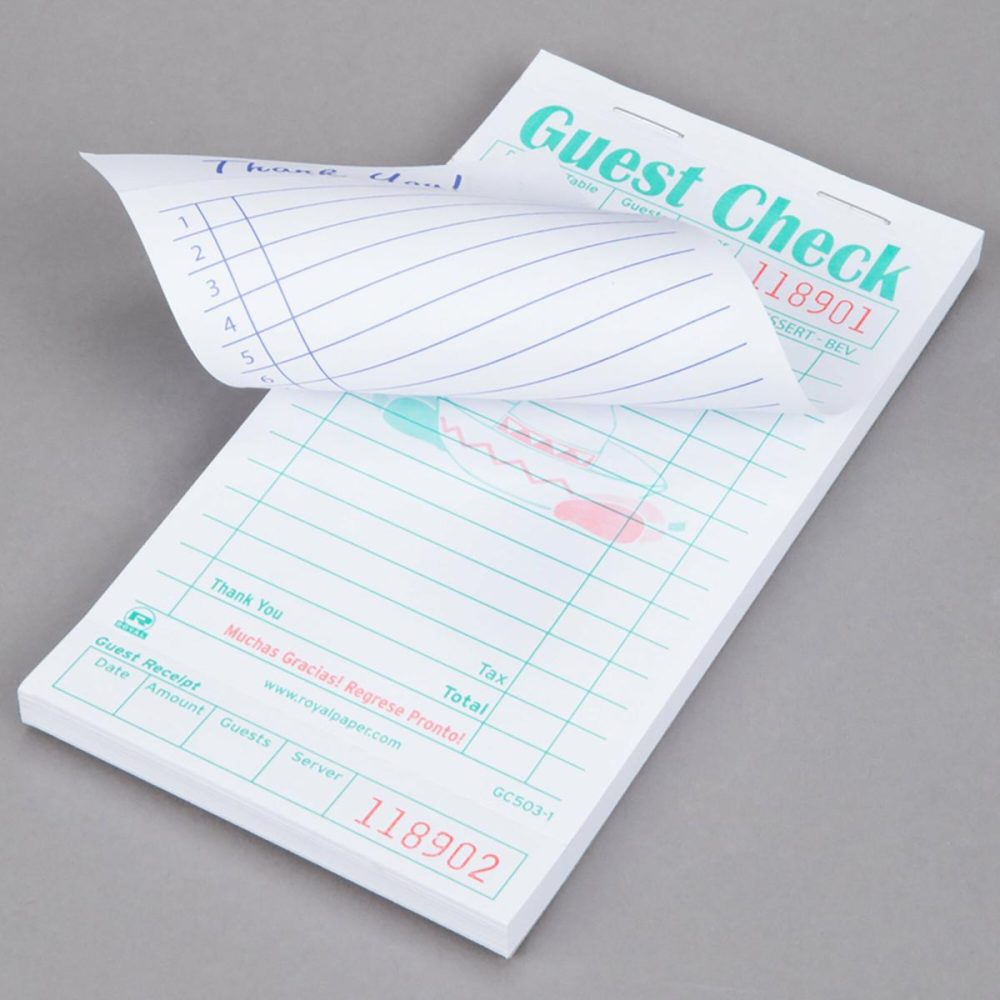 Guest Checks |  Gc503-1 Mexican Themed 1 Part White Guest Check With Beverage Lines And Bottom Guest Receipt   – 50/Case