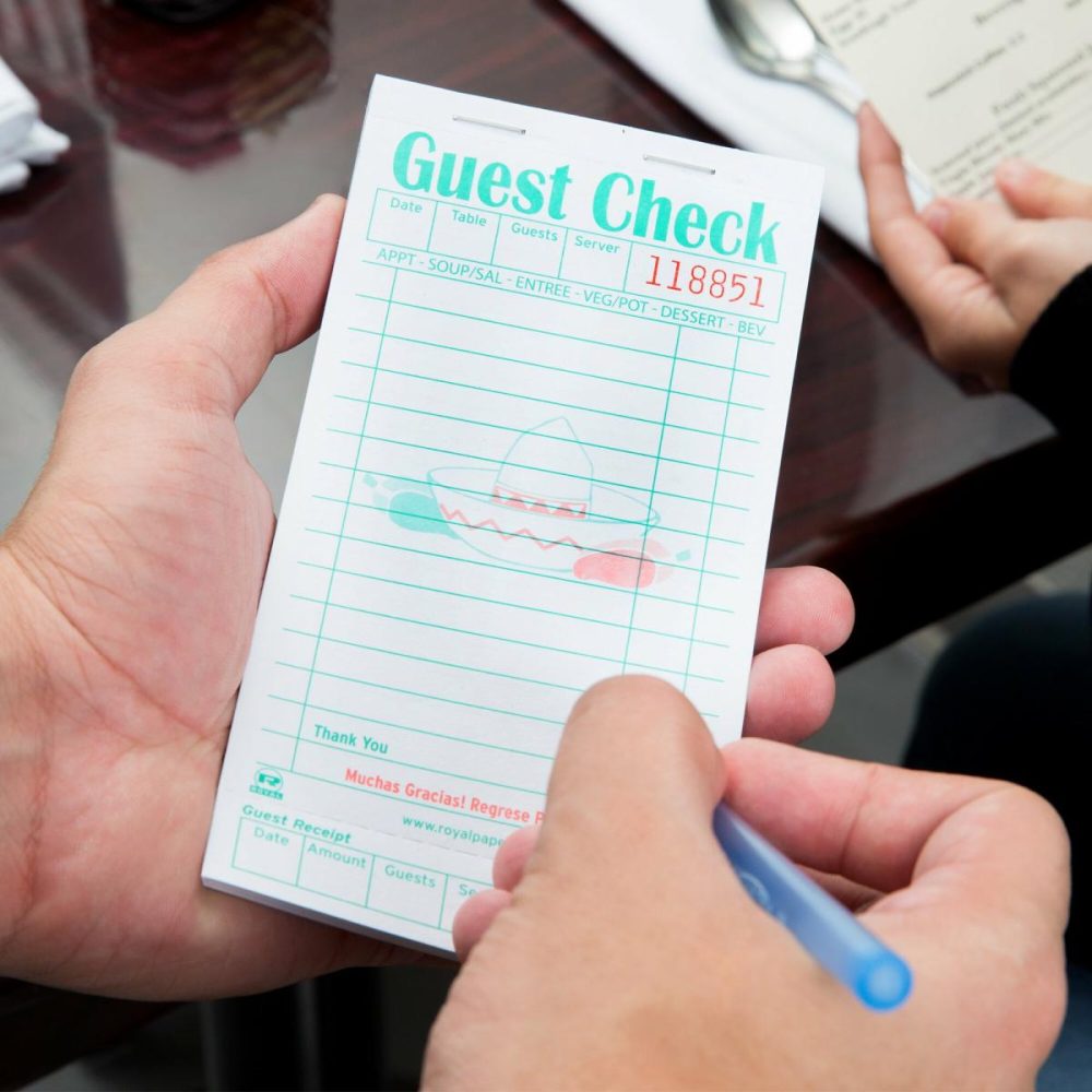 Guest Checks |  Gc503-1 Mexican Themed 1 Part White Guest Check With Beverage Lines And Bottom Guest Receipt   – 50/Case