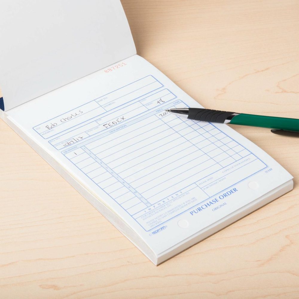 Guest Checks |  Office 1L140 5 1/2" X 7 7/8" 2-Part Carbonless Purchase Order Book With 50 Sheets