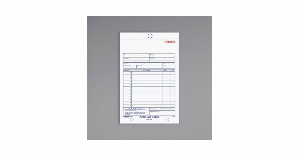 Guest Checks |  Office 1L141 5 1/2" X 7 7/8" 3-Part Carbonless Purchase Order Book With 50 Sheets