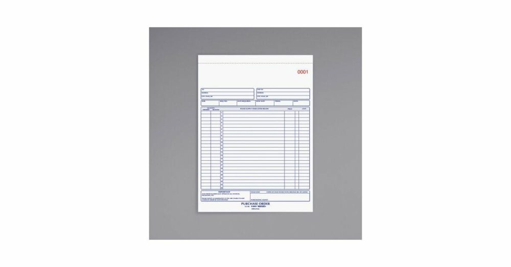 Guest Checks |  Office 1L146 8 1/2" X 11" 2-Part Carbonless Purchase Order Book With 50 Sheets