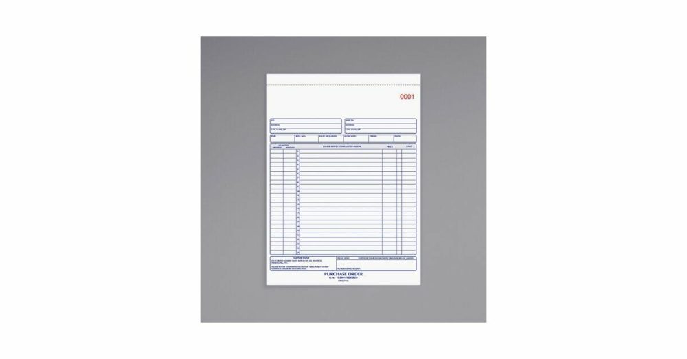 Guest Checks |  Office 1L147 8 1/2" X 11" 3-Part Carbonless Purchase Order Book With 50 Sheets