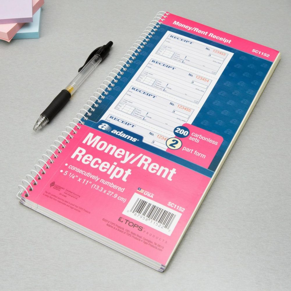 Guest Checks |  Sc1152 2-Part Blue And White Carbonless Rent Receipt Book With 200 Receipts