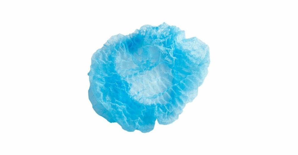 Hairnets & Disposable Chef Hats |  24" Blue Pleated Disposable Polypropylene Bouffant Cap – 100/Pack