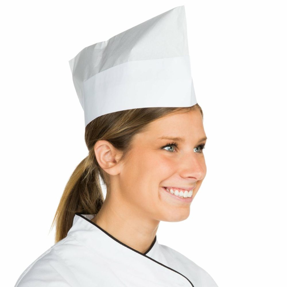 Hairnets & Disposable Chef Hats |  Rpos1-W White Paper Overseas Cap   – 100/Box