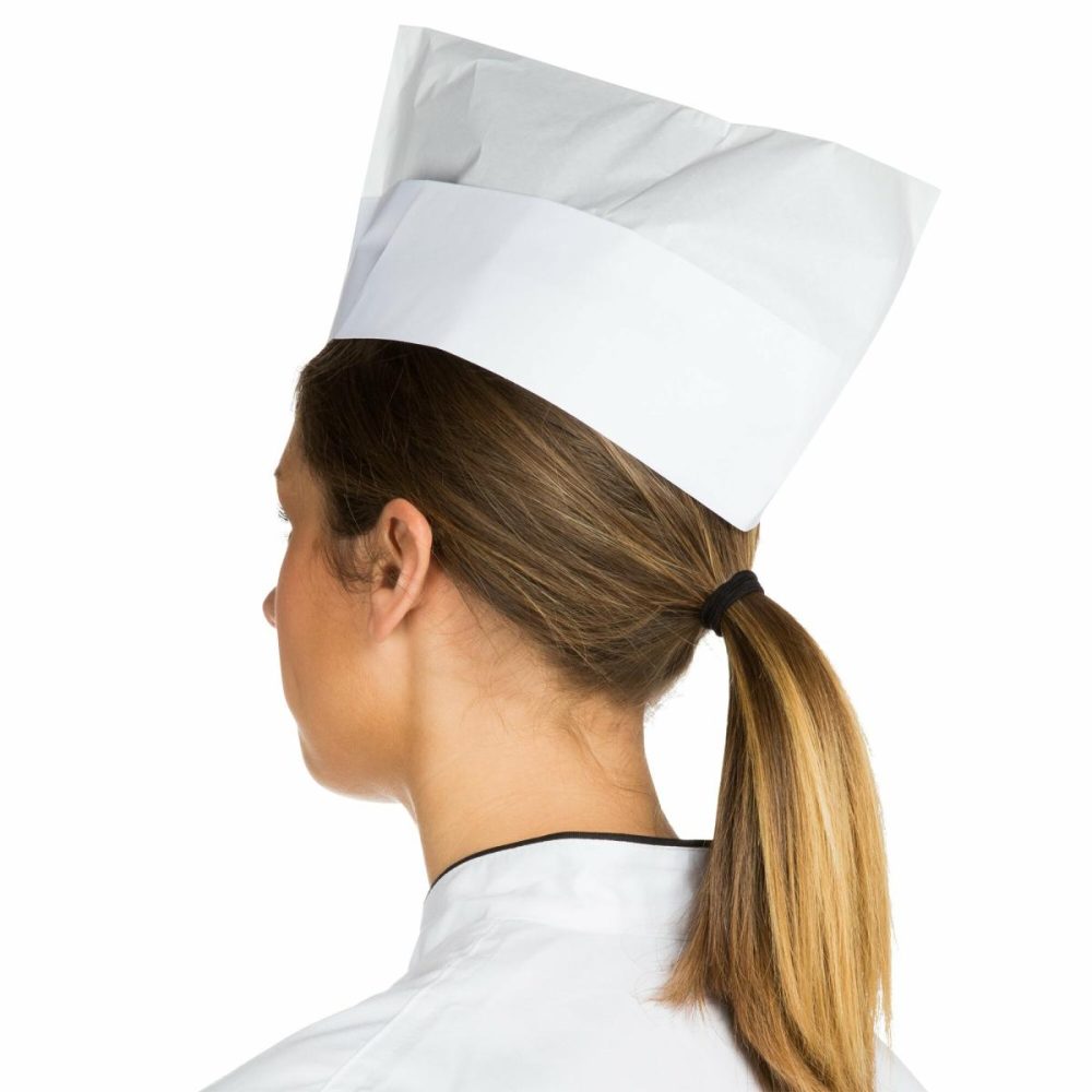 Hairnets & Disposable Chef Hats |  Rpos1-W White Paper Overseas Cap   – 100/Box