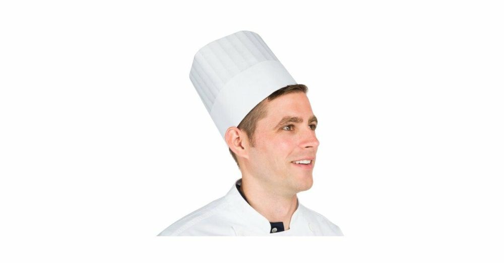 Hairnets & Disposable Chef Hats |  7" Pinstripe Chef Hat With Adhesive Closure – 50/Pack