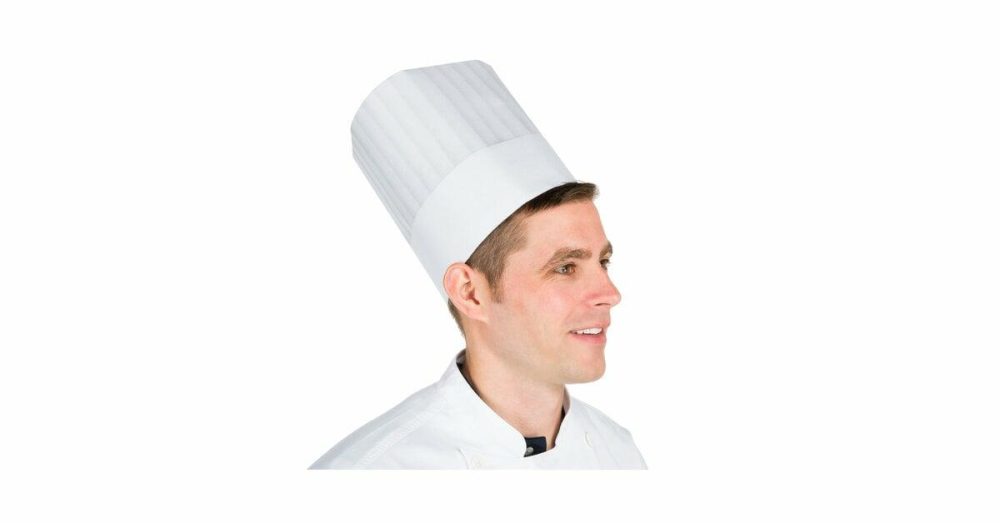 Hairnets & Disposable Chef Hats |  8 1/2" Pinstripe Chef Hat With Adhesive Closure – 50/Pack