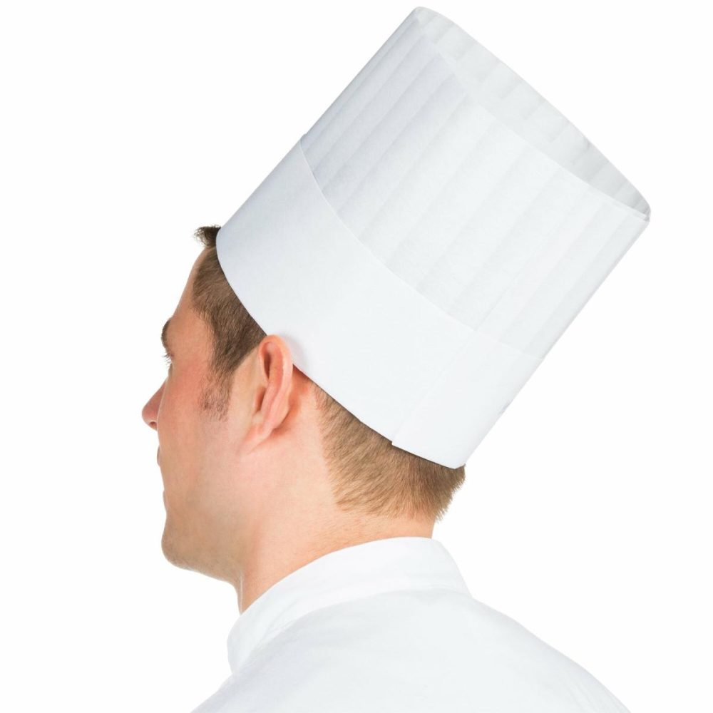 Hairnets & Disposable Chef Hats |  7" Pinstripe Chef Hat With Adhesive Closure – 50/Pack