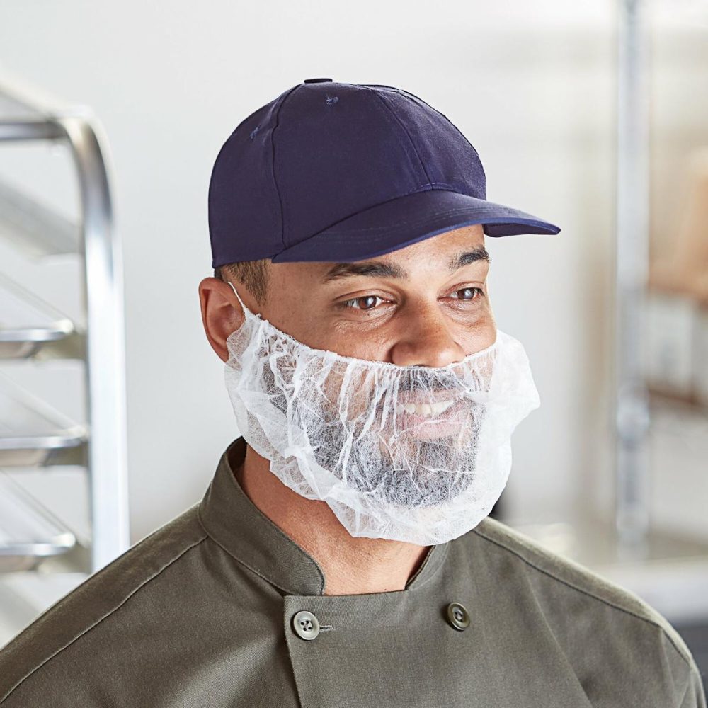 Hairnets & Disposable Chef Hats |  18" White Disposable Polypropylene Beard Net / Cover – 100/Pack