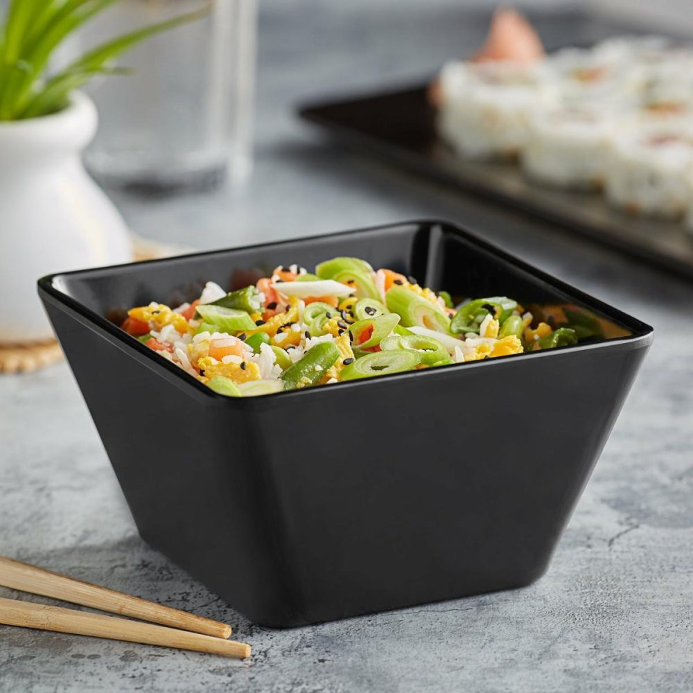 Melamine Bowls |  20 Oz. Black Slanted Melamine Bowl