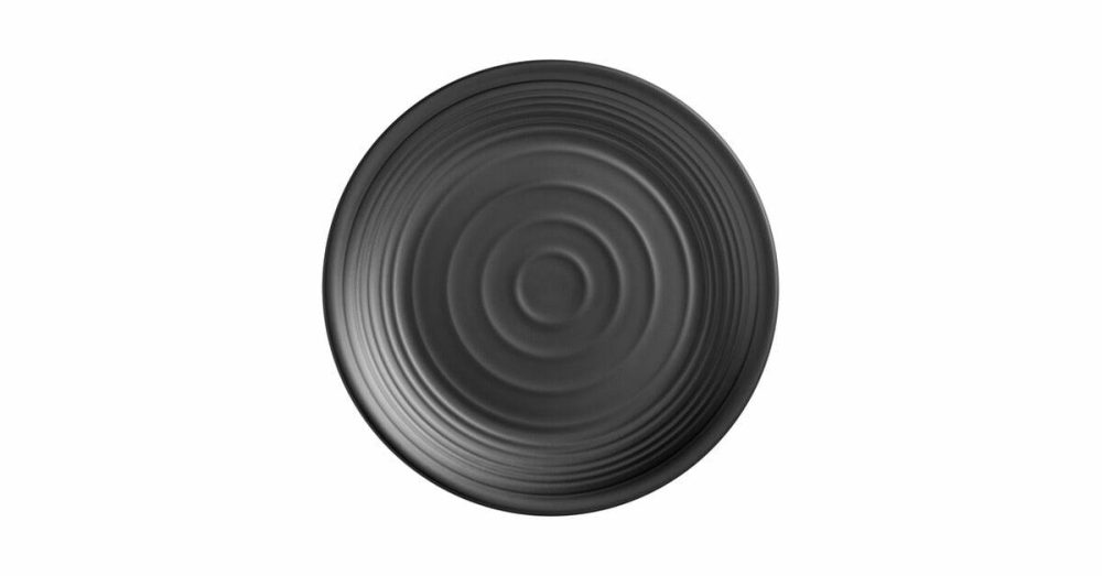 Melamine Bowls |  Apollo 11 1/2" Matte Grey And Black Coupe Melamine Plate – 12/Pack