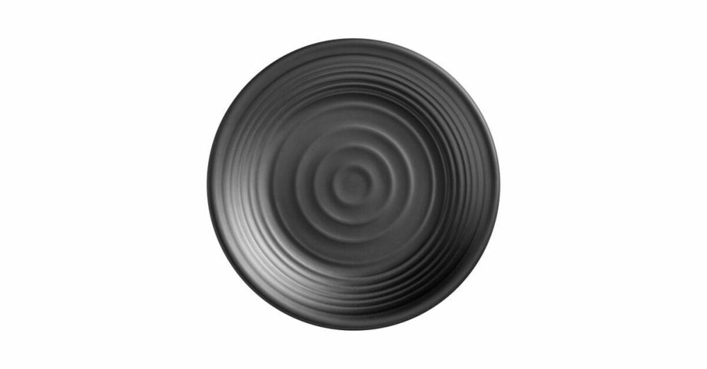 Melamine Plates |  Apollo 10 1/2" Matte Grey And Black Coupe Melamine Plate – 12/Pack