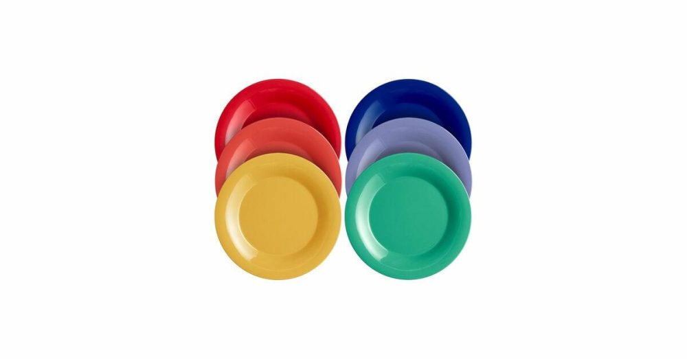 Melamine Plates |  Foundations 11 3/4" Assorted Colors Wide Rim Melamine Plate – 72/Case