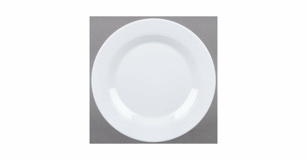 Melamine Plates |  Get Pt-10-Mn-W Minski 10 1/2" White Melamine Textured Rim Plate – 12/Case