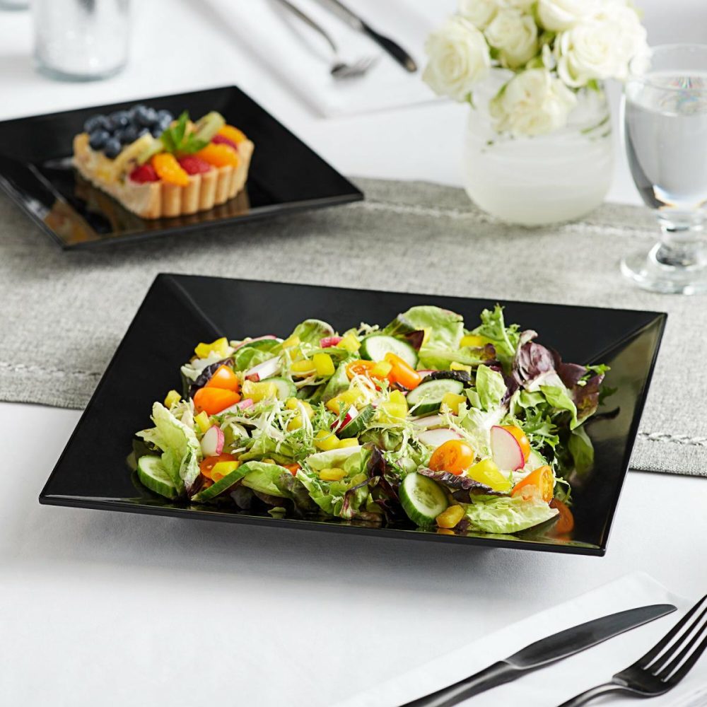 Melamine Plates |  Rittenhouse 8" Black Square Melamine Plate – 12/Case