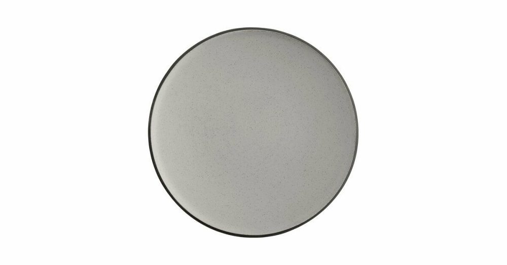 Melamine Plates |  Ugoki 6 1/2" Matte Black Melamine Plate With Medium Ivory Rim – 12/Pack